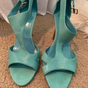 Blue heeled sandals